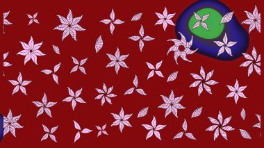 Raster Illustrasyon 'daki Çiçek Deseni' nin son moda çizimi. Düz Çiçek Elementleri Tasarımı. Güzel kumaş deseni. Renkli Yaz Teması çizim şablonu.