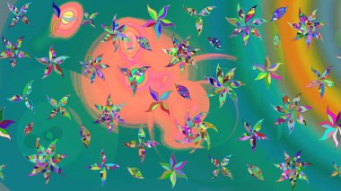 Raster illüstrasyonu. Moda baskısı, albüm, ambalaj kağıdı ve duvar kağıdı için zarif dekoratif süslemeler. Mavi renkte şirin çiçekler. Küçük çiçekli basit bir çiçek çizimi..