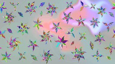 Güzel kumaş deseni. Raster illüstrasyonu. Düz Çiçek Elementleri Tasarımı. Renkli Bahar Teması eskiz kalıbı. Asya tekstil tarzında. Çiçek desenini çiz.