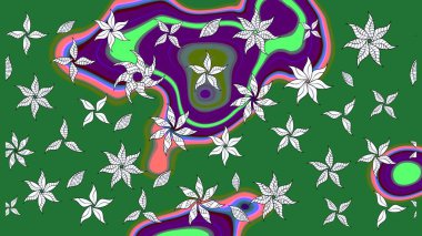 Yeşil renkli çiçekler. Düz Çiçek Elementleri Tasarımı. Çiçek desenli eskiz, yaz çiçekleri. Renkli Bahar Teması çizim şablonu.