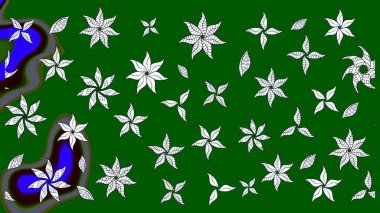 Çiçek desenli eskiz. Gömlek baskısı için çiçek boyası. Yeşil renkte çiçekler.