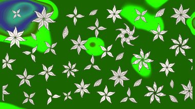 Çiçekli karalama şeklinde Raster çiçek deseni. Yeşil renkli çiçekler. Yumuşak, yaz çiçekli arka plan.