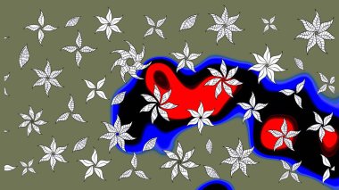 Düz Çiçek Elementleri Tasarımı. Renkli Bahar Teması eskiz kalıbı. Yeşil renkli çiçekler. Güzel çiçek deseni..