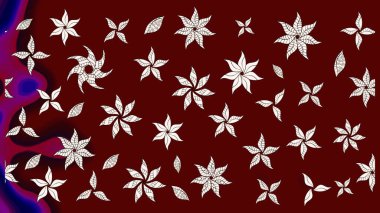 Kırmızı renklerde. Raster illüstrasyonu. Çiçek buketleriyle klasik tarzda eskiz deseni.