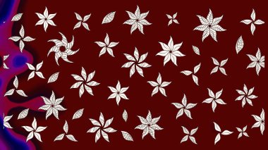 Kırmızı renklerde. Raster illüstrasyonu. Çiçek buketleriyle klasik tarzda eskiz deseni.