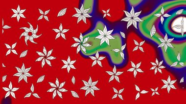 Çiçek ve yapraklı çiçek deseni. Raster illüstrasyonu. Küçük çiçekli şirin desen.