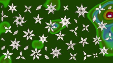 Egzotik çiçekler, botanik, yeşil renklerdeki parlak klasik doğa. Klasik tropikal doğal elementlerin suluboya seti. Raster illüstrasyonu.