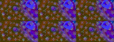 Kahverengi renkli bitkilerden oluşan parlak çiçekli çizim deseni.