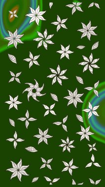 Renkli çizim kalıbı. Çiçek arkaplan. Raster illüstrasyonu. Çiçek duvar kâğıdı. Yeşil renklerde şirin tekstil.