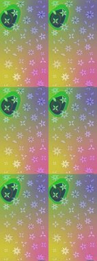 Raster deseni. Ağaç dallı bahar çiçekleri, çiçek siluetiyle nötr renkler.