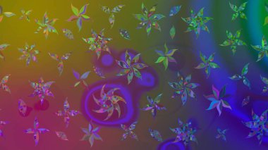 Kahverengi renklerde. Raster illüstrasyonu. Güzel kumaş deseni. Raster illüstrasyonunda çiçek deseni çizimi.