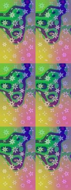 Yeşil renklerde. Raster illüstrasyonu. 3D çiçekler, çizim.