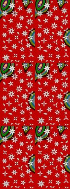 Çiçek desenli çizim. Kırmızı renklerde Asya tekstili. Raster illüstrasyonu.