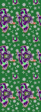 Renkli Bahar Teması eskiz kalıbı. Düz Çiçek Elementleri Tasarımı. Çiçek desenli eskiz, yaz çiçekleri. Yeşil renkte çiçekler.