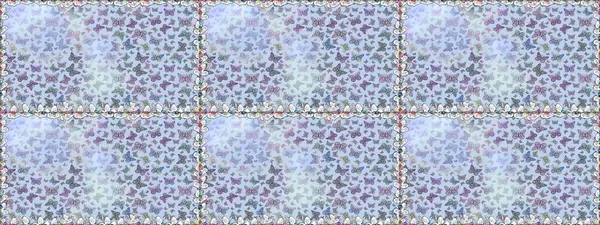 Renkli kelebeklerin kusursuz arka planı. Giysi tasarımı için tarafsız ve gri arkaplan dekorasyonu. Raster illüstrasyonu.