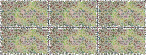 Parlak kelebeklerin kusursuz arka planı. Kumaş, kağıt ve ambalaj için uygun. Raster. Güzel renkli kelebekler gri ve nötr renklerde kaotik bir şekilde uçarlar. Uçan güvelerle kusursuz çok renkli arkaplan