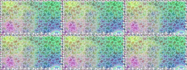 Güzel bir kumaş tasarımı. Tarafsız ve mavi renkler üzerine bir resim. Raster Kelebekleri deseni. Soyut, kusursuz arkaplan.