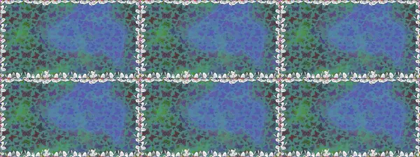 Kusursuz bir geçmişi var. Mavi ve yeşil renkler üzerine illüstrasyon. Raster illüstrasyonu. Soyut renkli güzel kelebek.