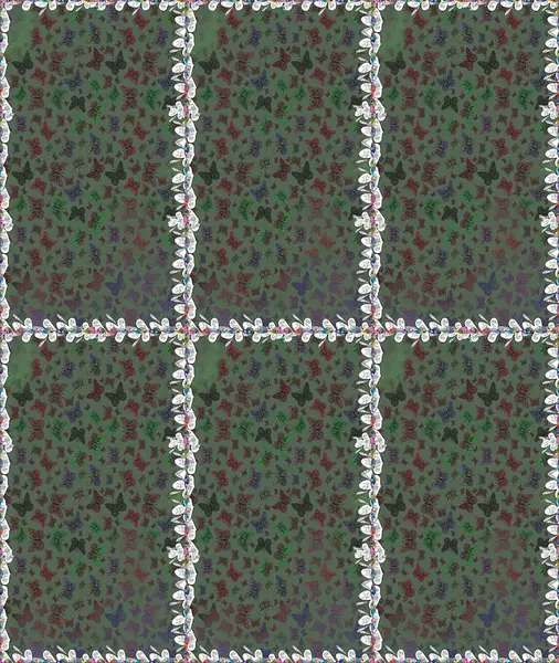 Çizim kalıbı. Raster illüstrasyonu. Web sayfası geçmişleri, duvar kağıtları, tekstil ve yüzey dokuları için mükemmel. Renkli kelebekler.