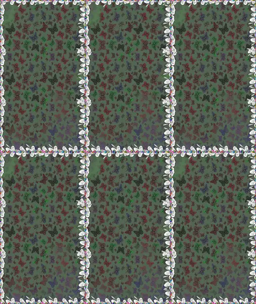 Çizim kalıbı. Raster illüstrasyonu. Web sayfası geçmişleri, duvar kağıtları, tekstil ve yüzey dokuları için mükemmel. Renkli kelebekler.