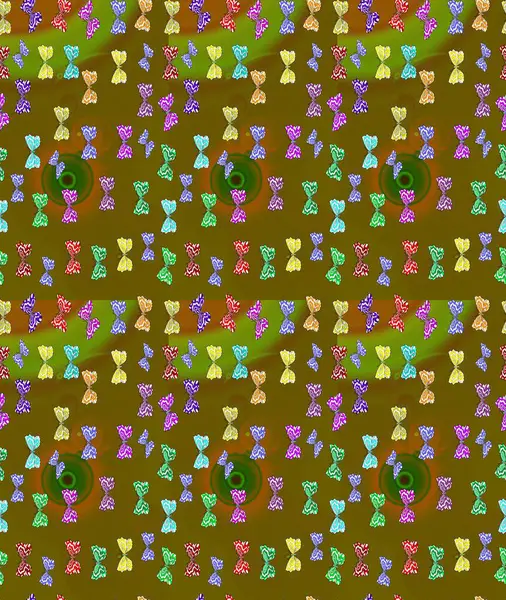 Kumaş, tekstil, baskı ve davetiye. Robot resim. Kahverengi soyut arka planda gece kelebekleri. Raster illüstrasyonu.