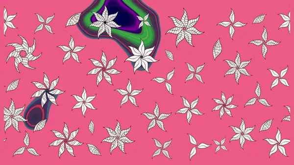 Raster çiçek desenleri çiziyor. Vadinin çiçekleri pembe renklerde.