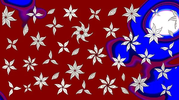 Kırmızı renkte çiçekler. Çiçek desenli eskiz, darbeler, sıçramalar, yaz çiçekleri. Raster illüstrasyonu.