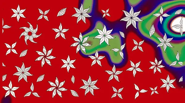 Çiçek ve yapraklı çiçek deseni. Raster illüstrasyonu. Küçük çiçekli şirin desen.