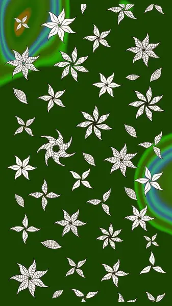 Renkli çizim kalıbı. Çiçek arkaplan. Raster illüstrasyonu. Çiçek duvar kâğıdı. Yeşil renklerde şirin tekstil.