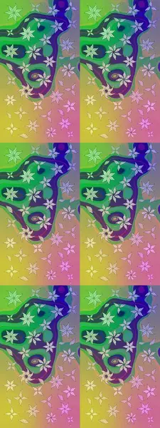 Yeşil renklerde. Raster illüstrasyonu. 3D çiçekler, çizim.