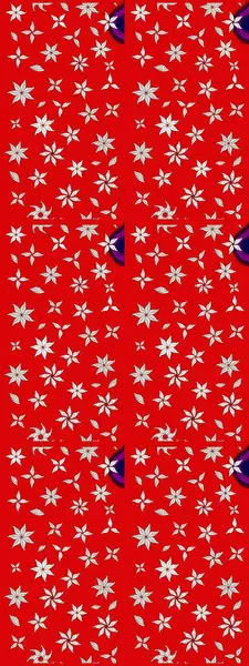 Kırmızı renkte bitkilerden oluşan parlak çiçekli çizim deseni.