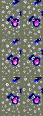 Çiçekli bahar çiçekleri. Robot resim. Küçük çiçekte güzel bir desen. Küçük renkli çiçekler. Moda baskıları için zarif bir şablon. Motley illüstrasyonu.