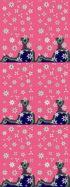 Renkli Bahar Teması eskiz kalıbı. Pembe renkli çiçekler. Düz Çiçek Elementleri Tasarımı. Raster illüstrasyonunda çiçek deseni çizimi.