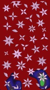 Raster illüstrasyonu. Çiçek desenli eskiz, darbeler, sıçramalar, yaz çiçekleri. Kırmızı renkte çiçekler.