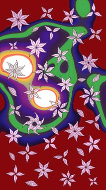 Raster illüstrasyonu. Çizim çiçek deseni duvar kâğıdı olarak kullanılabilir. Kırmızı renkte çiçekler.