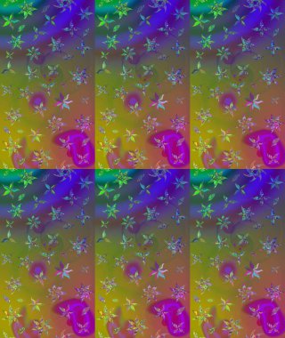 Tekstil için suluboya eskiz deseni. El çizimi çiçek çizimi deseni (fayans). Şirin çiçekli, desenli, yeşil renkli çizim deseni.