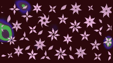 Kahverengi renkli bitkilerden oluşan parlak çiçekli çizim deseni.