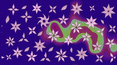 Raster illüstrasyonundaki çiçek desenli çizim. Suluboya tarzında mavi renkte çiçekler.