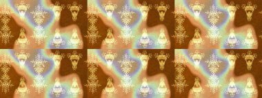 Küçük çiçekli yay deseni çiz. Raster illüstrasyonu. Kahverengi, bej ve nötr renklerde suluboya tarzında.