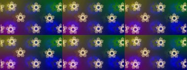 Çiçek Elementleri 'nin soyut geçmişi. Raster illüstrasyonu. Raster kış deseni. Mavi, yeşil ve menekşe renkleri üzerine tasarım.