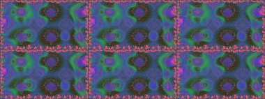 Şirin karalama çiçekleri olan kusursuz çiçek desenleri. Raster illüstrasyonu. El yapımı çiçek ve bitki koleksiyonu. Robot resim tarzı mavi renkler. Raster illüstrasyonu.