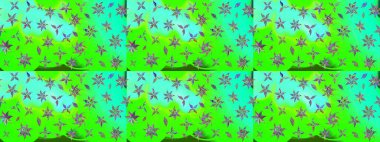 Hint süsü. Yeşil renklerde. Çizim kalıbı. Raster illüstrasyonu. Renkli süs kenarı. Çiçek duvar kağıdı.