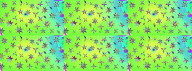 Raster illüstrasyonundaki çiçek desenli çizim. Yeşil renkte çiçekler.