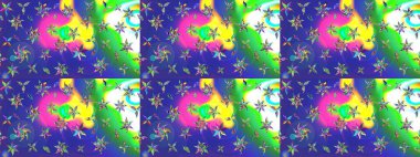 Düz Çiçek Elementleri Tasarımı. Renkli Bahar Teması eskiz kalıbı. Parlak arkaplan eskiz desenli çiçekli fantezi tasarımı.