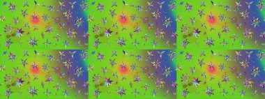 Küçük çiçekteki sevimli çiçek deseni. Yeşil renkte çiçekler.