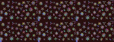 Raster deseni. Raster illüstrasyonu. Patlayan çiçekler soyut olarak yerleştirilmiş. Yumuşak, bahar çiçekleri kahverengi renklerde.