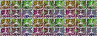 Kusursuz çiçek deseni duvar kâğıdı olarak kullanılabilir. Yeşil renkli çiçekler. Raster illüstrasyonu.