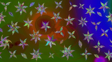 Kabile sanatı boho baskısı, klasik çiçek arkaplanı. Soyut etnik raster çizim kalıbı. Arkaplan dokusu, duvar kağıdı, yeşil renkli çiçek teması.