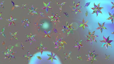 Renkli Bahar Teması eskiz kalıbı. Raster illüstrasyonundaki çiçek desenli çizim. Gri renkli çiçekler. Düz Çiçek Elementleri Tasarımı.