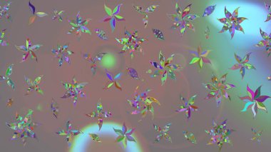 Renkli Bahar Teması eskiz kalıbı. Raster illüstrasyonundaki çiçek desenli çizim. Süslü kumaş deseni. Düz Çiçek Elementleri Tasarımı.